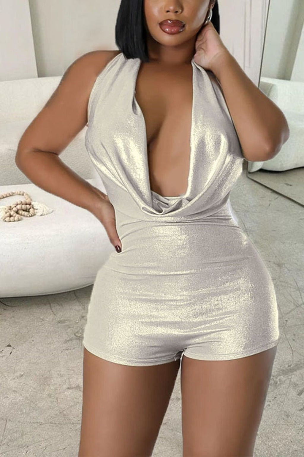 Feel So Hyped Romper-Silver jumpsuit Epicplacess S Silver 