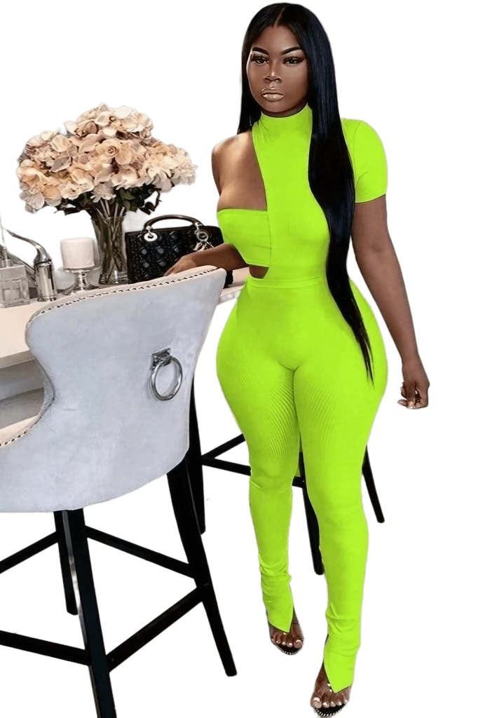 Epicplacess jumpsuits Green / S Chancy Hooded Knit CutOut Jumpsuits 676834-yellow jumpsuit
