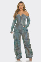 Rusty Tie-Dye Cargo Jumpsuit-Blue jumpsuits Epicplacess   