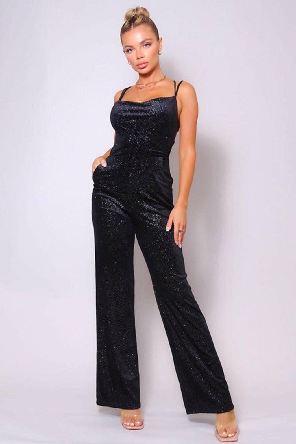 Epicplacess jumpsuits Small / BLACK / UNITED STATES SWEET BUT SASSY SPARKLE JUMPSUITS CR30127