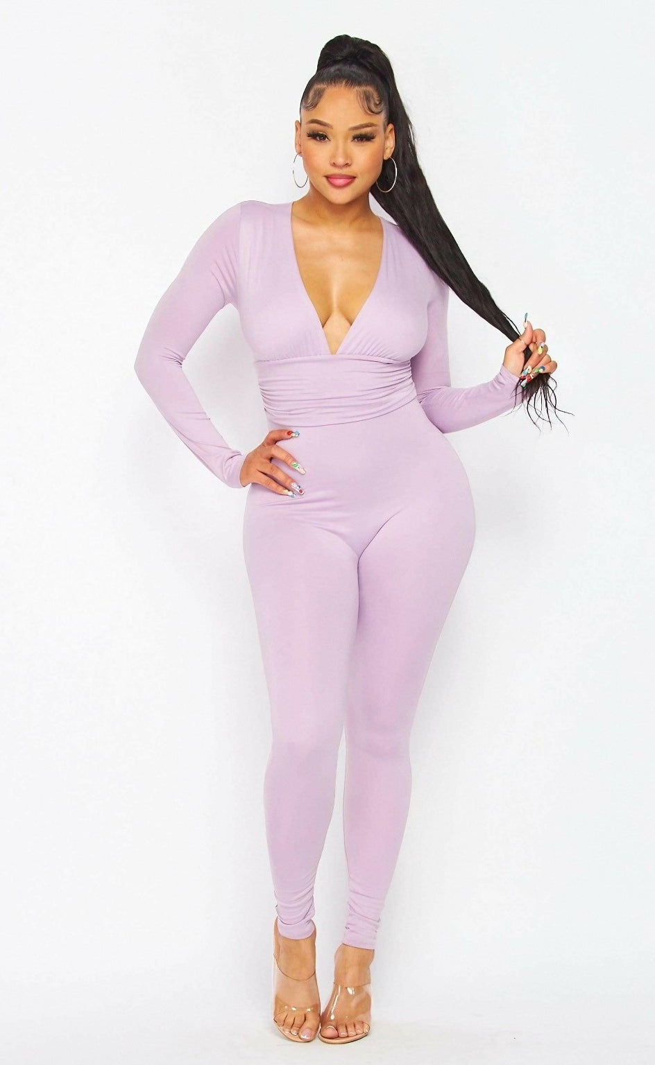 Epicplacess jumpsuits SMALL / Lilac / UNITED STATES Brushed AirEssentials Mock Jumpsuits XJ1024