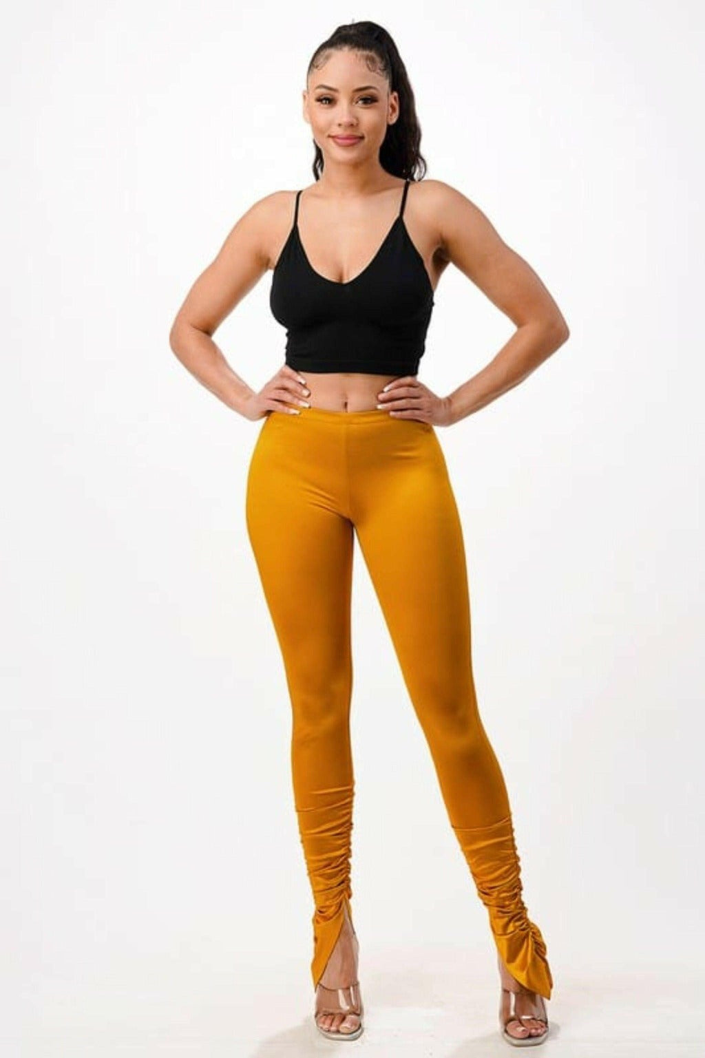 Sateen Ruched Hem Pant pant Epicplacess S Gold 