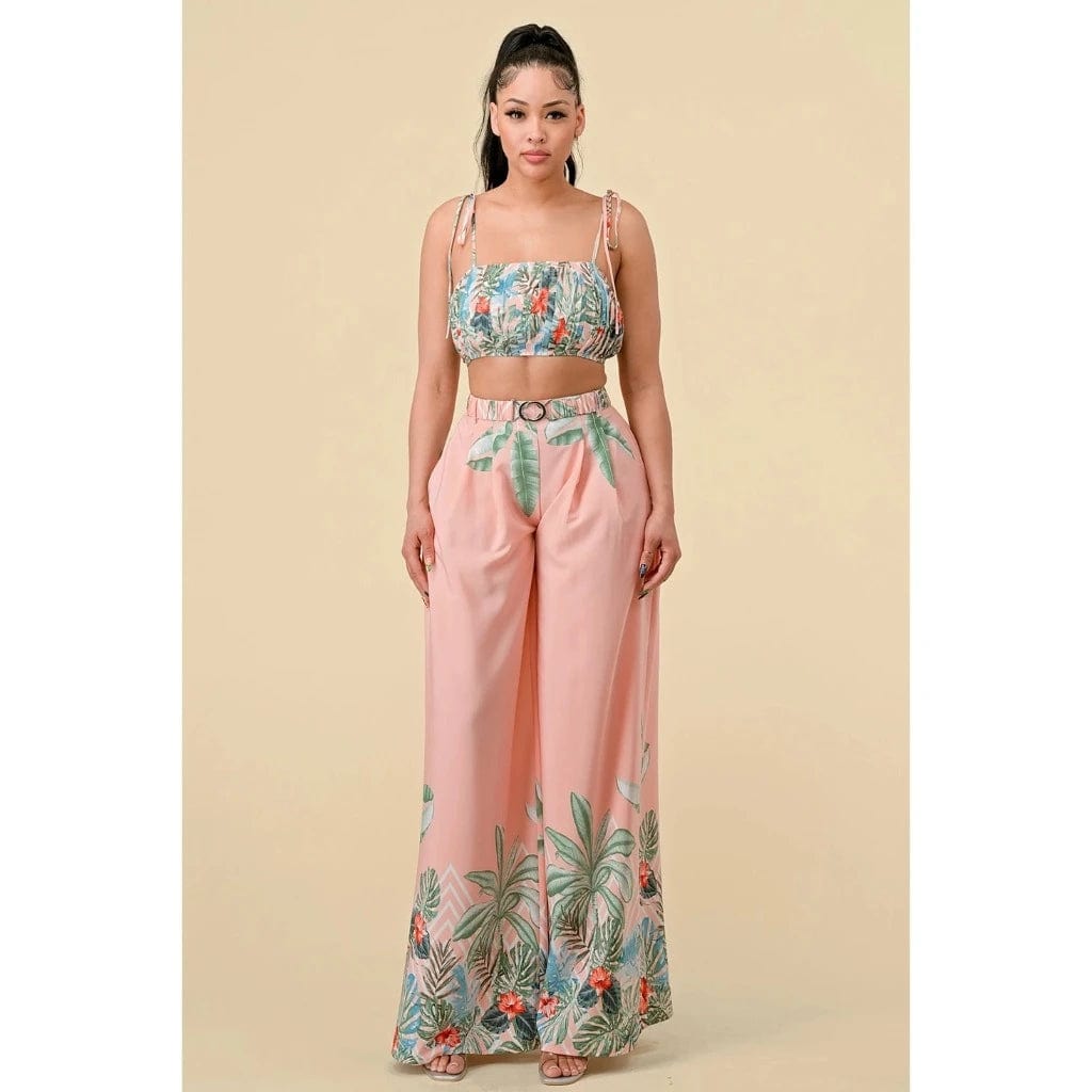 Boader Pleated Floral Pant Set - Pink pants Epicplacess   