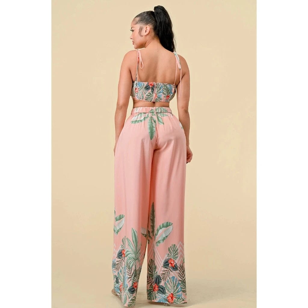 Boader Pleated Floral Pant Set - Pink pants Epicplacess   