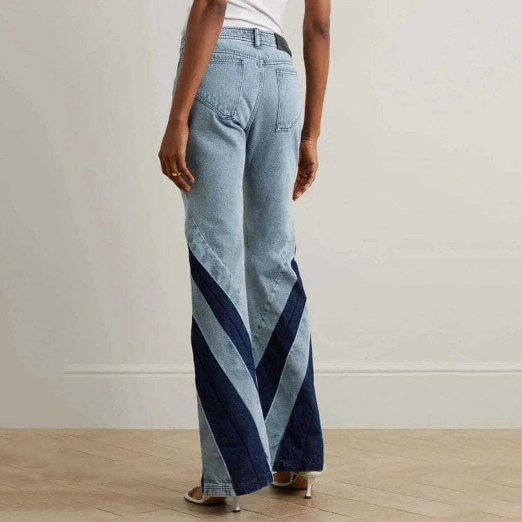 Epicplacess Sets Dual Hue Set Cutout Jeans and Denim Crop Top