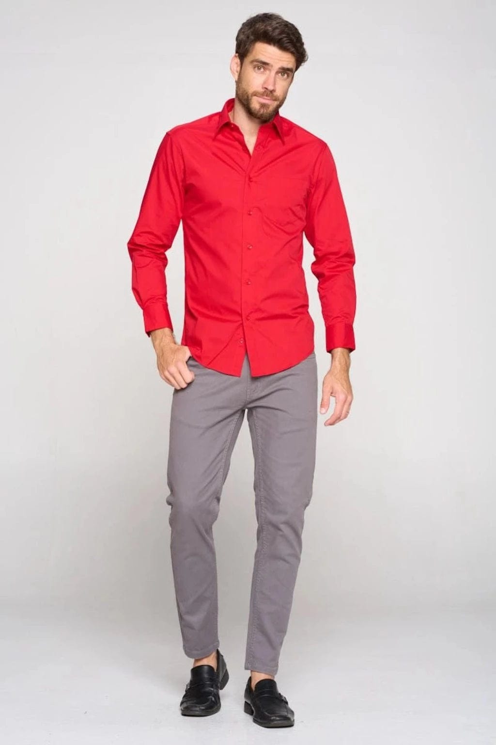 Epicplacess shirts Show Off Long Sleeve Cuban Shirt - Red