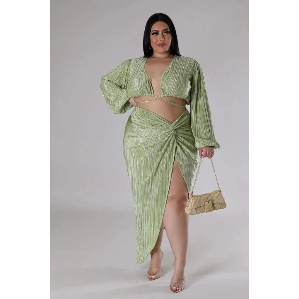 Yeah Night Out Bae Skirt Set-Green SKIRT Epicplacess   