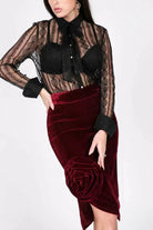 Epicplacess skirts S / RED Asymmetrical Fr Hem Flower Midi Skirts 8373SK_75