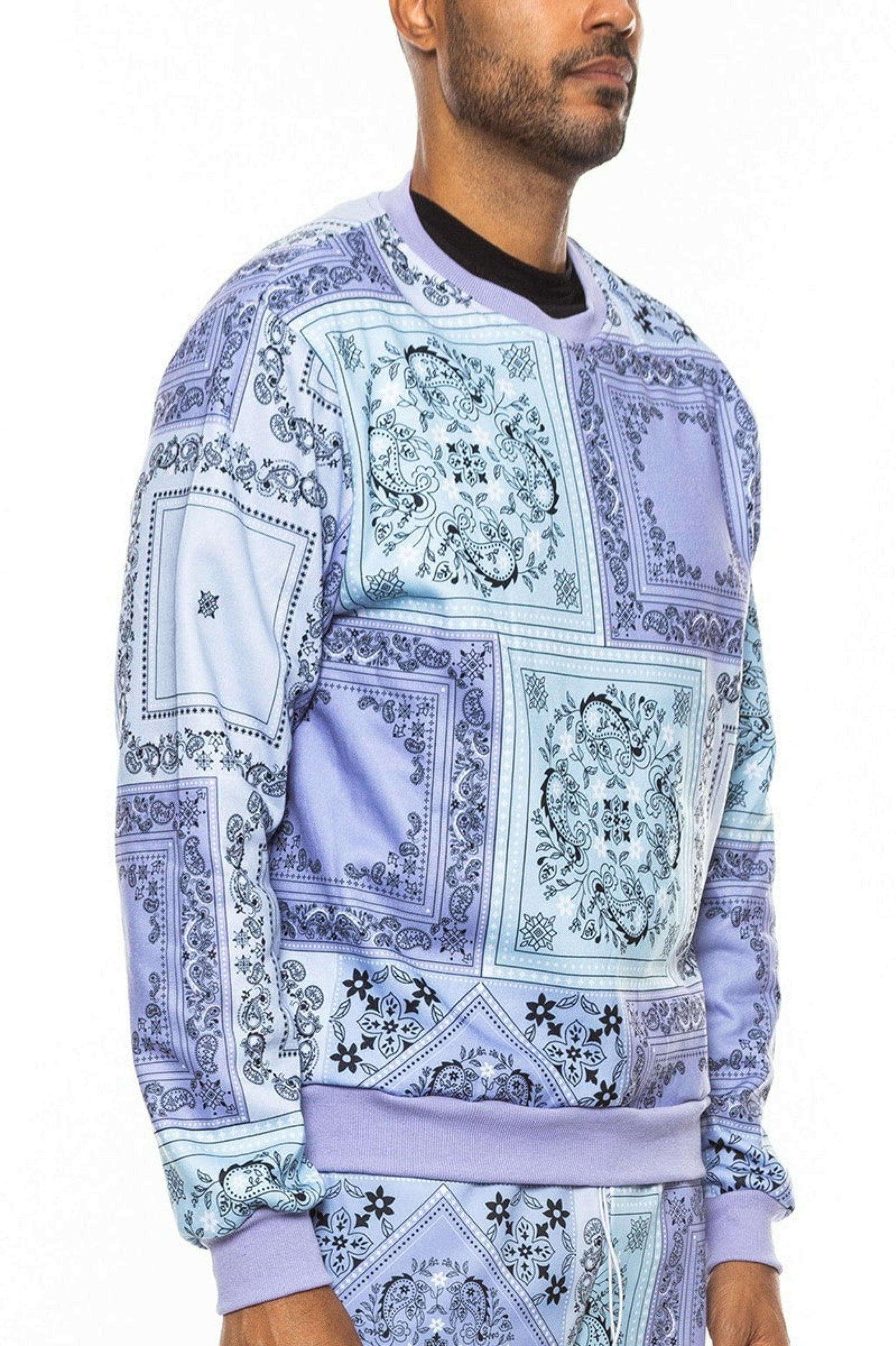 Epicplacess sweaters Small / Lavender Paisley Epic Bandana Print Sweater CR114-C-1