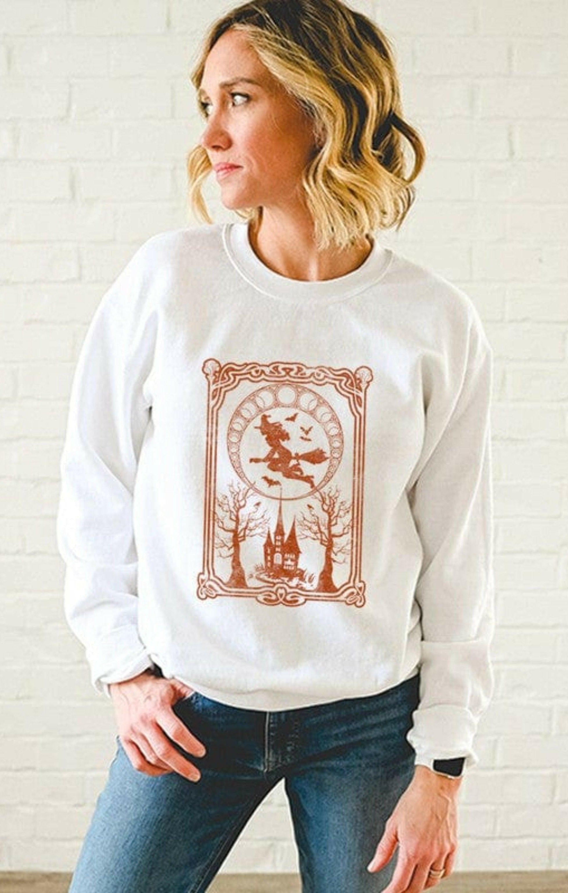 Epicplacess Sweatshirt Small / White SPOOKY TIME CROPPED TEDDY SWEATER SS2864K-2