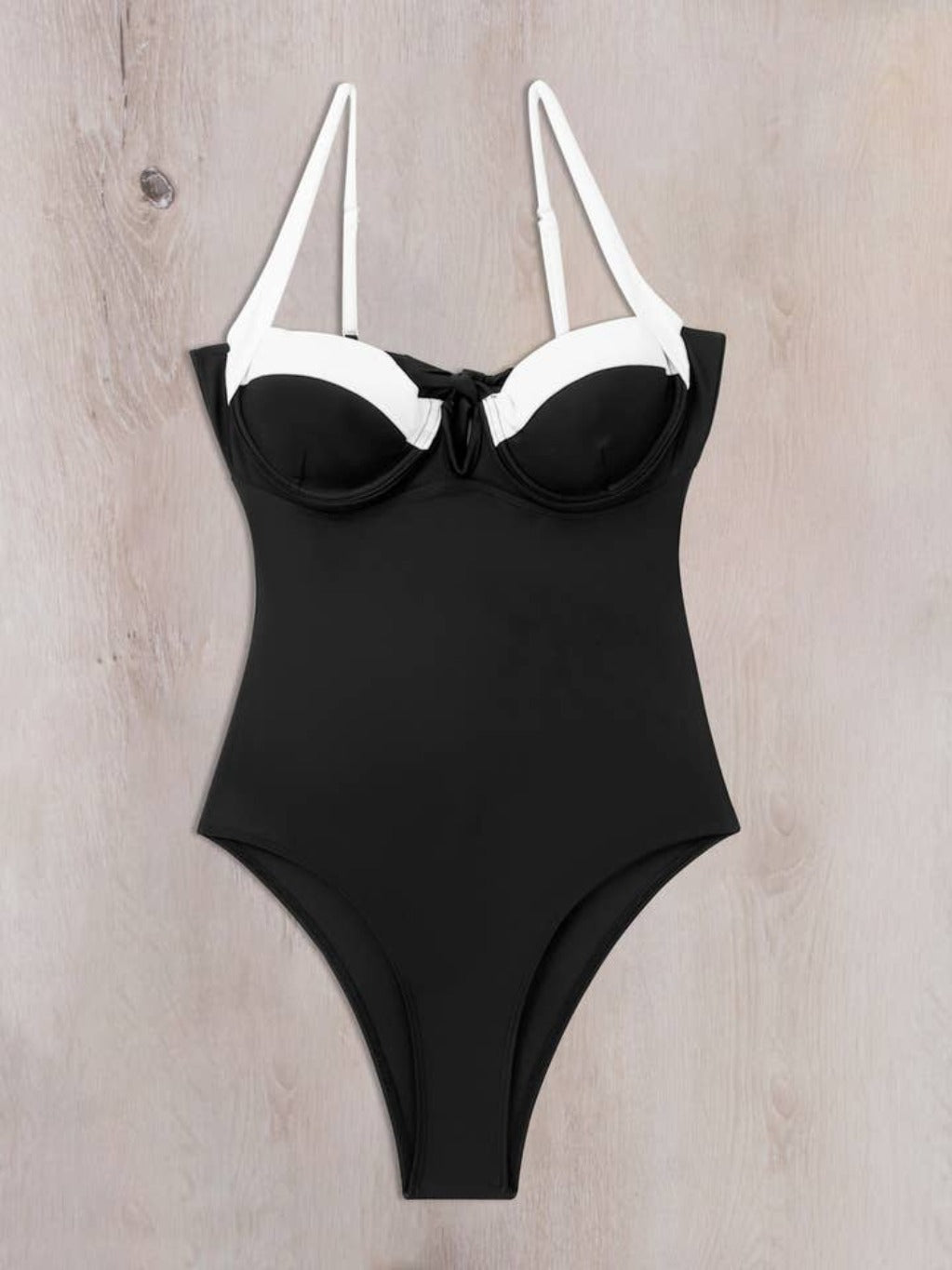 Epicplacess Swimwear Classic Black White Contrast Tankini One Piece Swimsuit