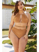 Epicplacess Swimwear Plus-size Cutout Tie Backless Bikini Set