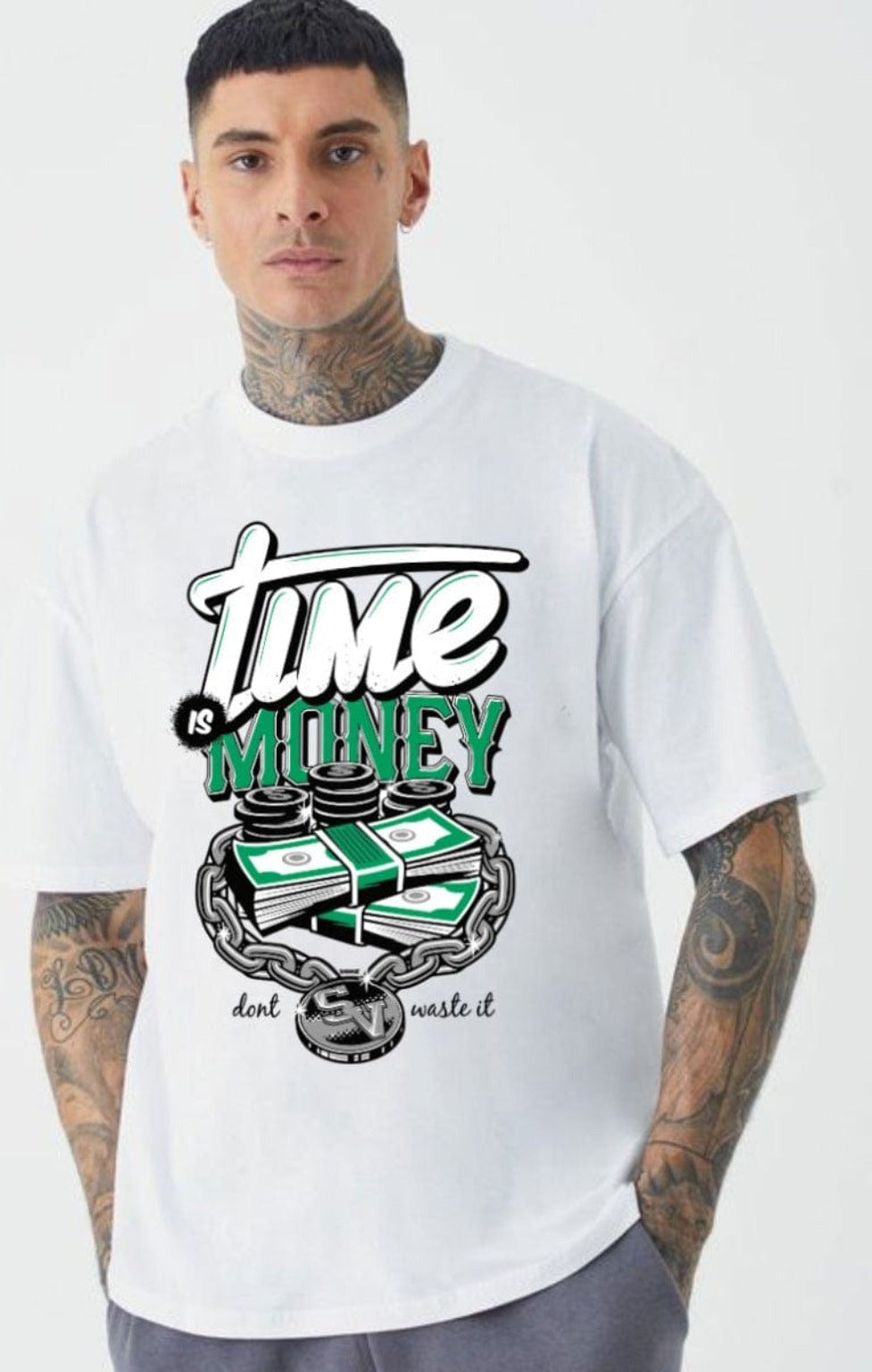 Epicplacess T Shirt S / White Time Is Money Graphic T-Shirt HSPW-438