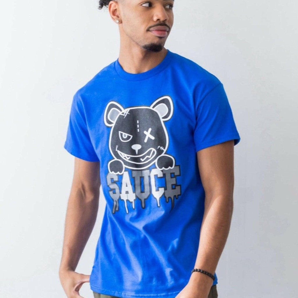 Epicplacess T Shirts SMALL / BLUE / UNITED STATES SCREEN PRINTED SAUCE BEAR TEE 2595
