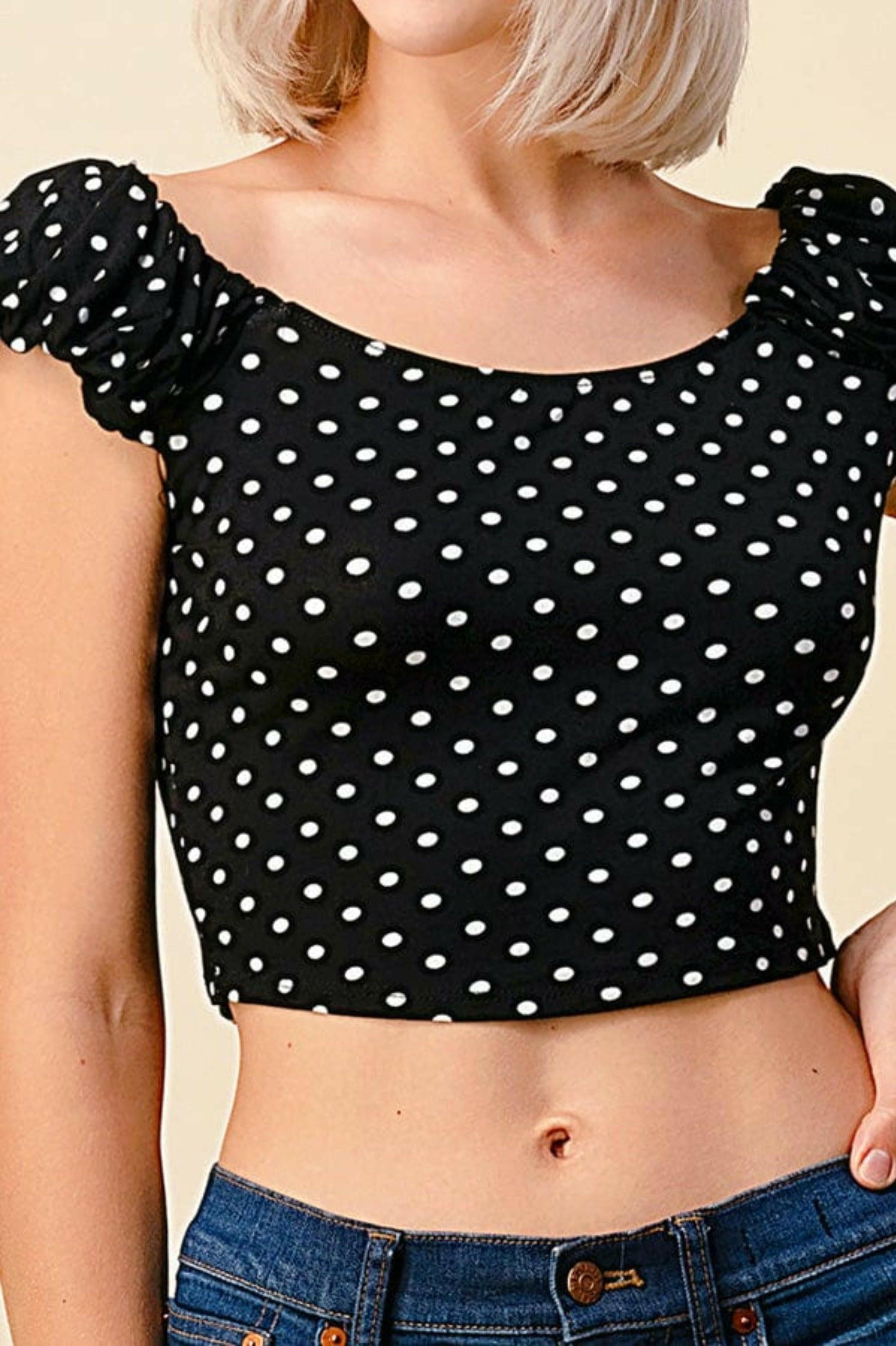 Epicplacess tops Black / SMALL / United States Ruffle Cute Sleeve Crop Tops 33227