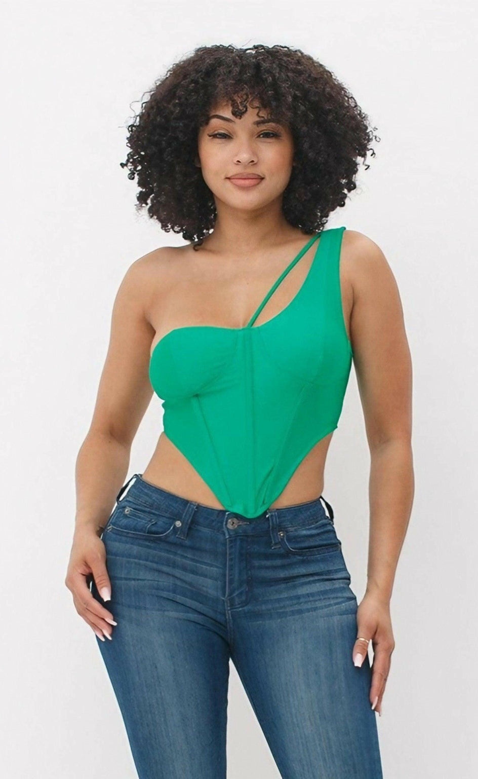 Epicplacess tops M / GREEN Bodice Corset Style One Shoulder Tops A6455