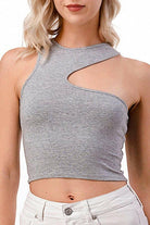 Asymmetric Detail Cut Out Tank Tops tops Epicplacess M GREY 