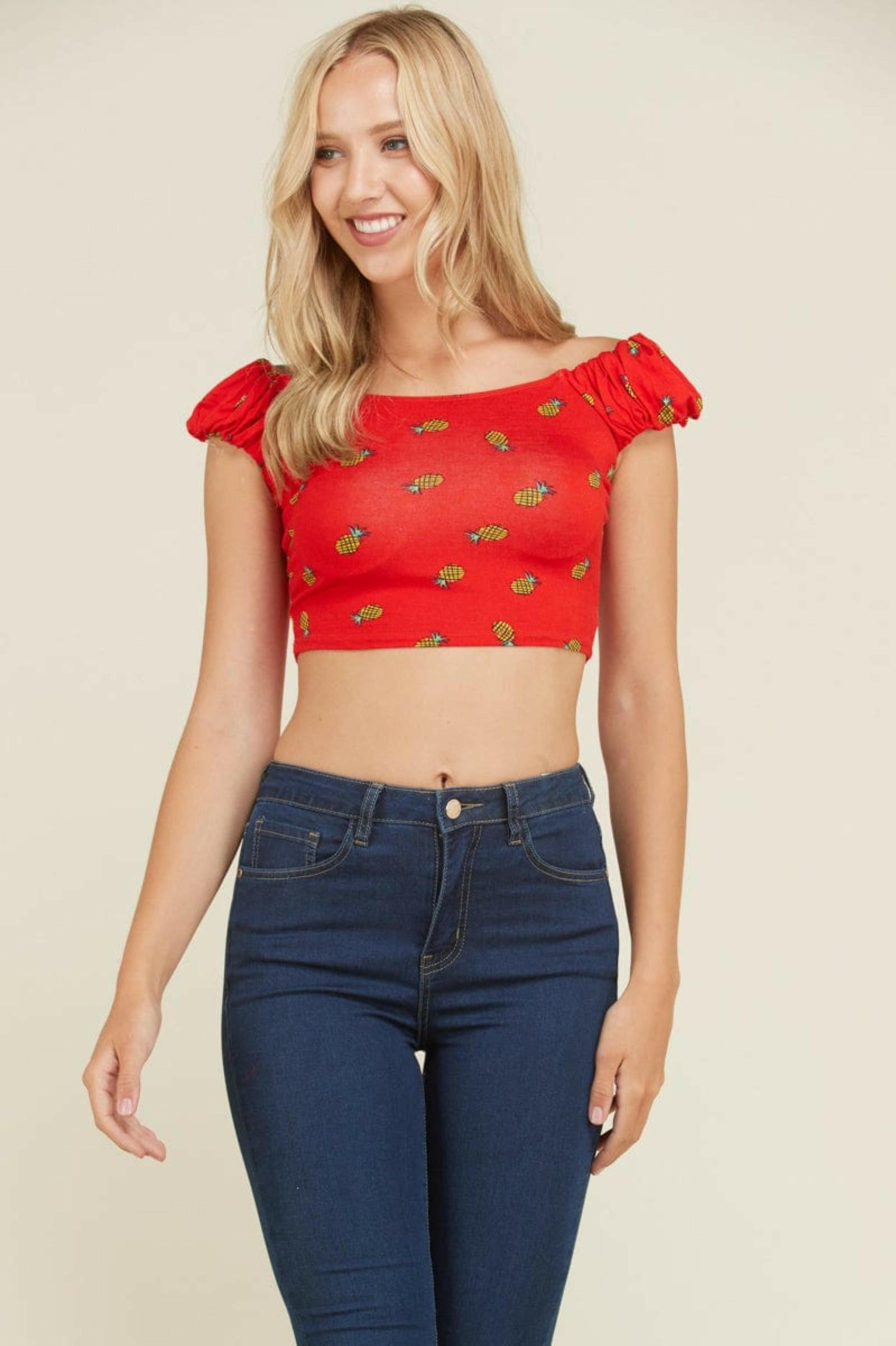Epicplacess tops Red / SMALL / United States Ruffle Cute Sleeve Crop Tops 33224