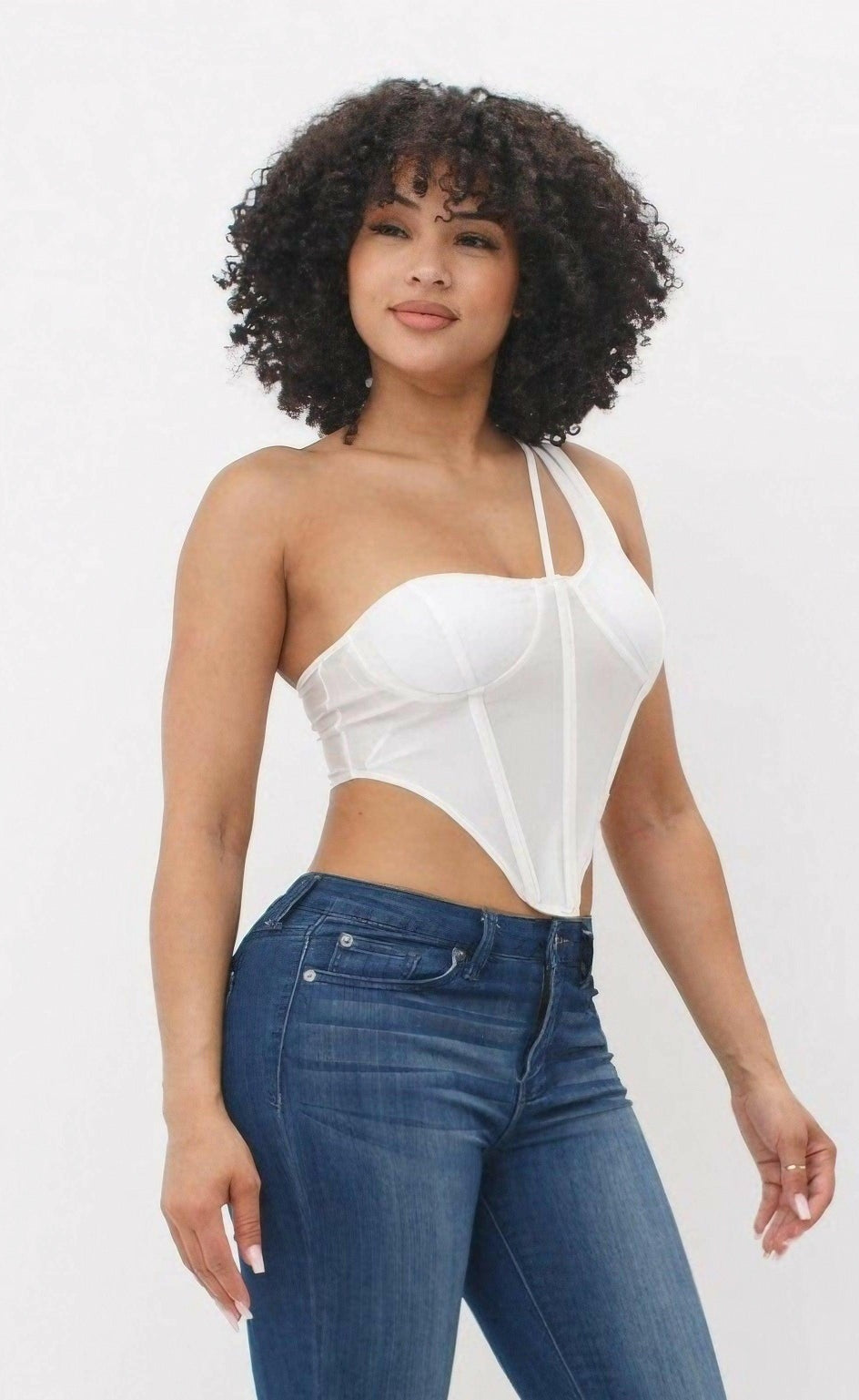 Epicplacess tops S / WHITE Bodice Corset Style One Shoulder Tops A6453