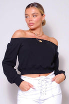 Wanderlust Vibes Off Shoulder Tops tops Epicplacess Small Black UNITED STATES