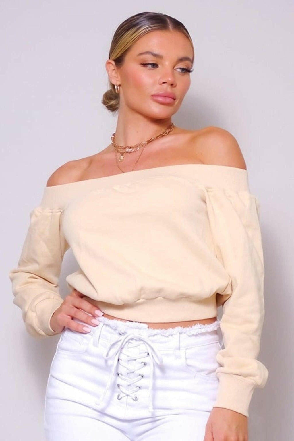 Epicplacess tops Small / CREAM / UNITED STATES Wanderlust Vibes Off Shoulder Tops CT10185