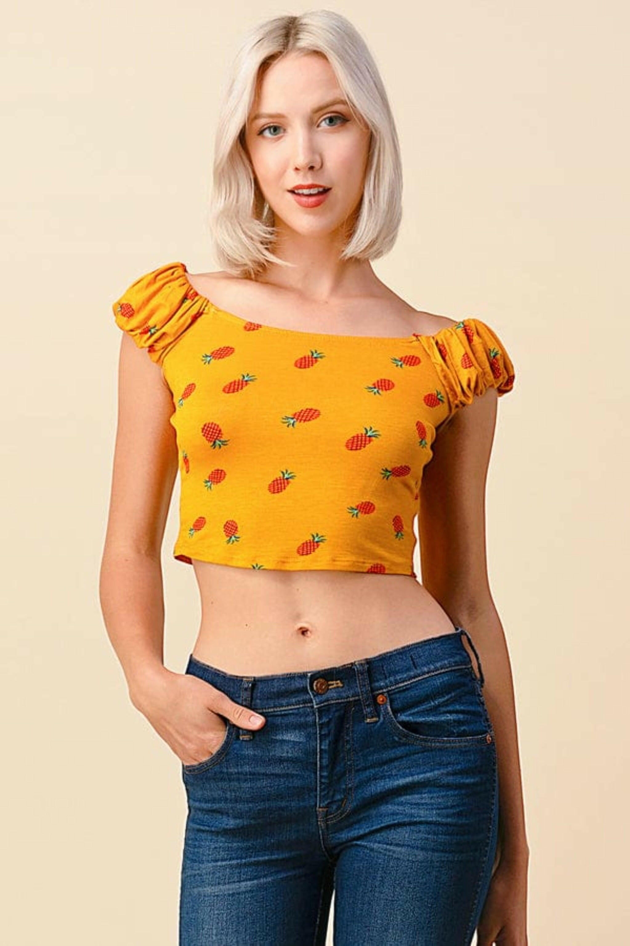 Epicplacess tops Yellow / SMALL / United States Ruffle Cute Sleeve Crop Tops 33221