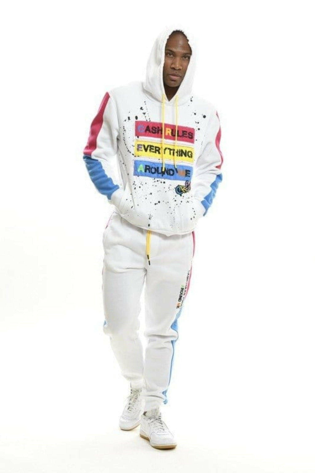 Epicplacess TRACKSUIT Small / WHITE / UNITED STATES Color Block Cream Fleece Tracksuits SF1900B-1