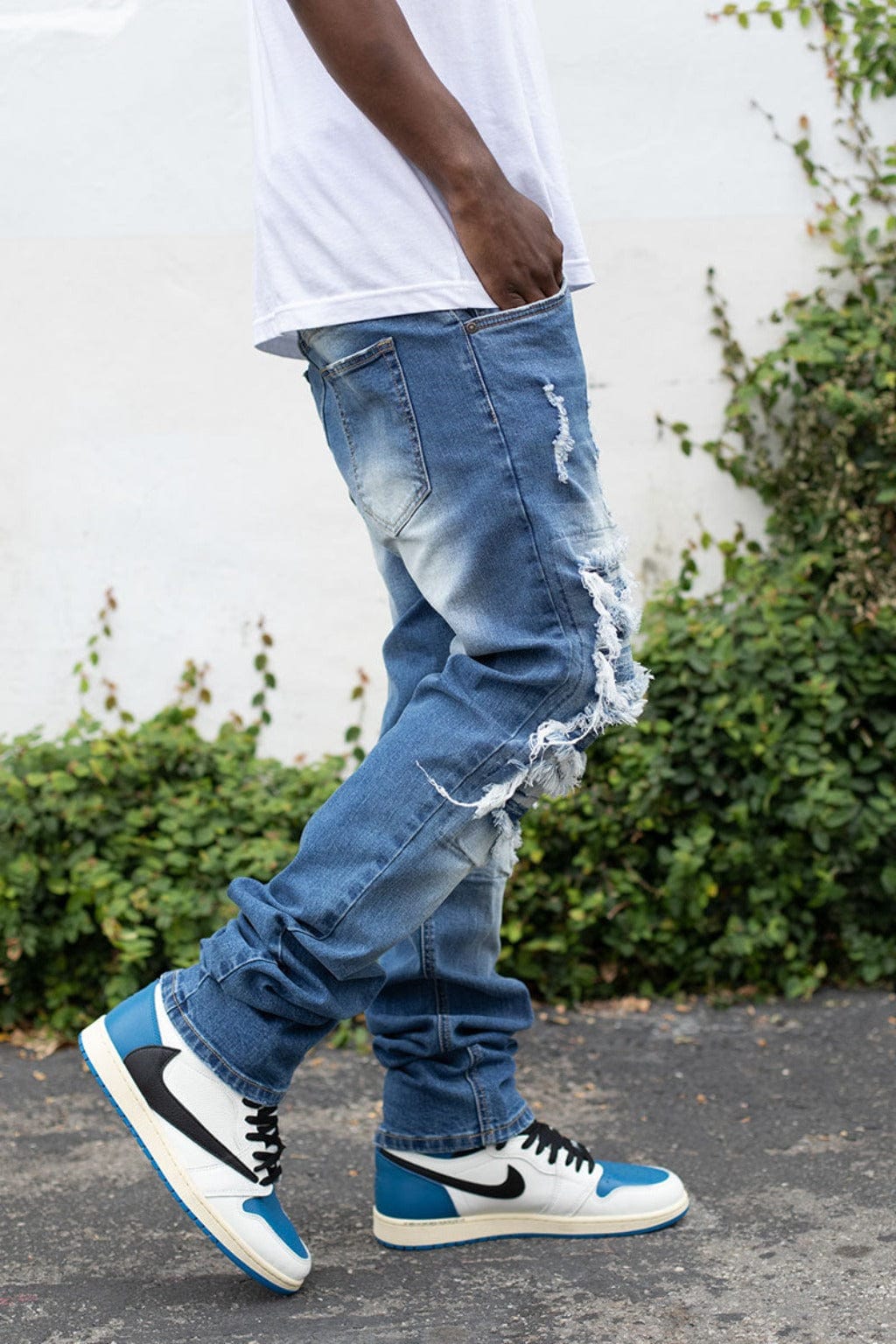 Through It Ripped Skinny Flared Jeans - Blue JEANS Epicplacess   